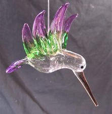 Hummingbird Glass Ornament Hand Made Holiday Home Decor C 