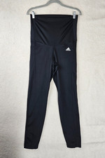 Adidas Women Pants Medium Black Poly Blend Athletic Fit High Rise Leggings