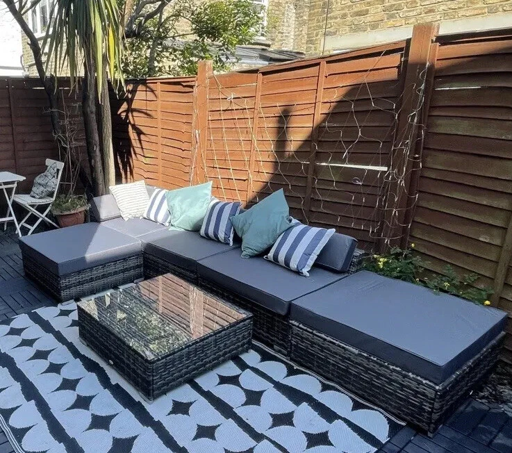 Rattan Outdoor Garden Grey Sofa Set 6 Piece