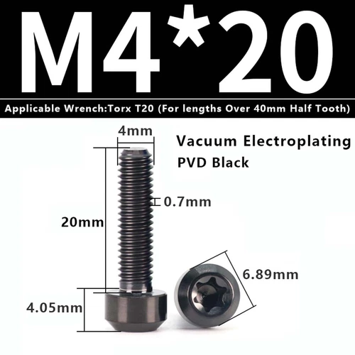 M4M5M6M8M10 Titanium Bolts Taper Cone Socket Head Motorcycle Modification Screws - Picture 132 of 205