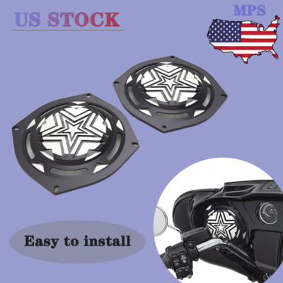 Contrast Cut Aluminium Speaker Grill Fit H-D 1996-13 TOURING Moving Star