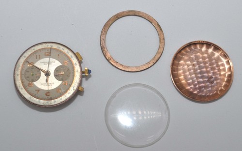Suisse 17 Rubis Swiss Chronograph Watch Movement Complete Dial & Crown for Parts - Picture 4 of 4