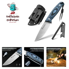 Survival Bushcraft Knife with Fire Starter and Kydex Sheath, 8.26'' Full Tang...