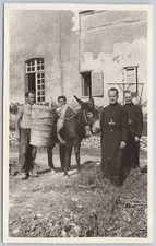 Italy Real Photo Postcard RPPC Priests & Donkey
