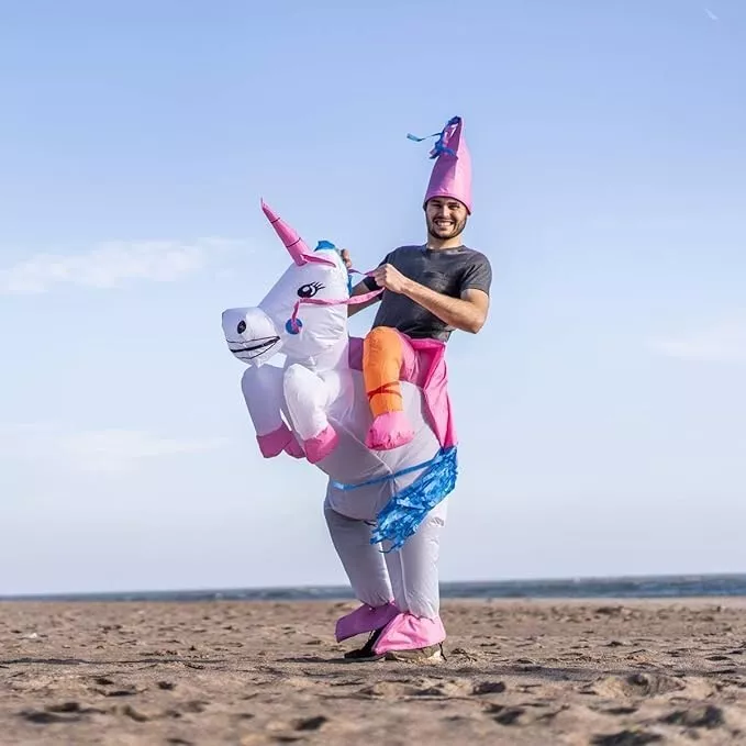 Adults Inflatable Unicorn Fancy Dress Costume Ride Pony Mens