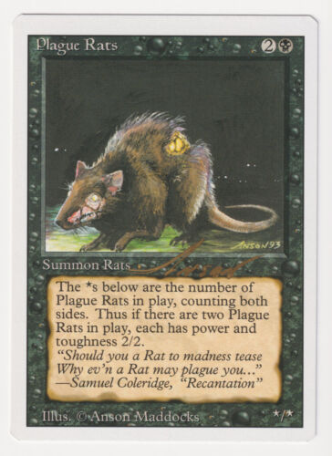 Gold Signed Plague Rats LP Revised Edition Artist Anson Maddocks 1994 MTG Magic!