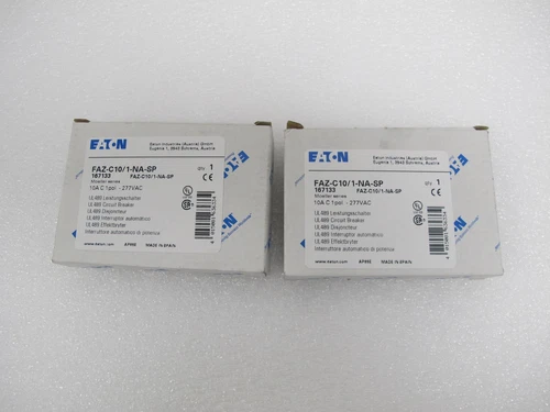 EATON LOT OF 2 FAZ-C10/1-NA-SP MOELLER SERIES CIRCUIT BREAKER