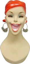 Artistic Vintage Fiberglass Adult Female Smiling Costume Mannequin Head