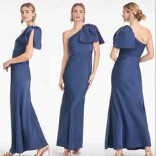 Sachin & Babi Washed Indigo Blue Aubrey One-Shoulder Trumpet Gown Size 2 $795