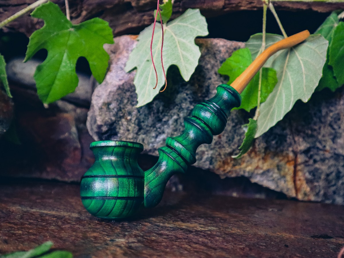 Handmade Wooden Tobacco Pipe for Smoking / Green Wood Churchwarden Pipe /  Smoke