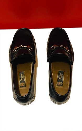 $989.00 !! GUCCI MEN BLACK LEATHER HORSE BIT LOAFERS MARKED SHOES U.K SIZE 8 - Picture 8 of 16