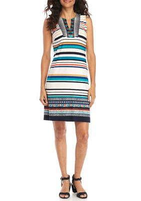 embroidered yoke shift dress Boden Women's Pia Linen Blend Yoke Dress in Pink main image 0