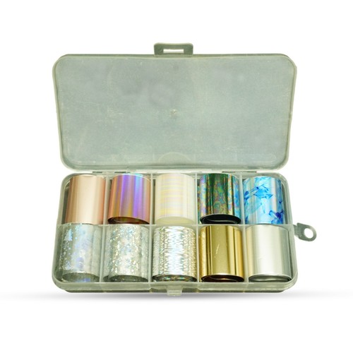 10 rollos/caja de láminas para uñas arte en uñas envolturas de láminas adhesivas brillantes calcomanías - Imagen 17 de 50