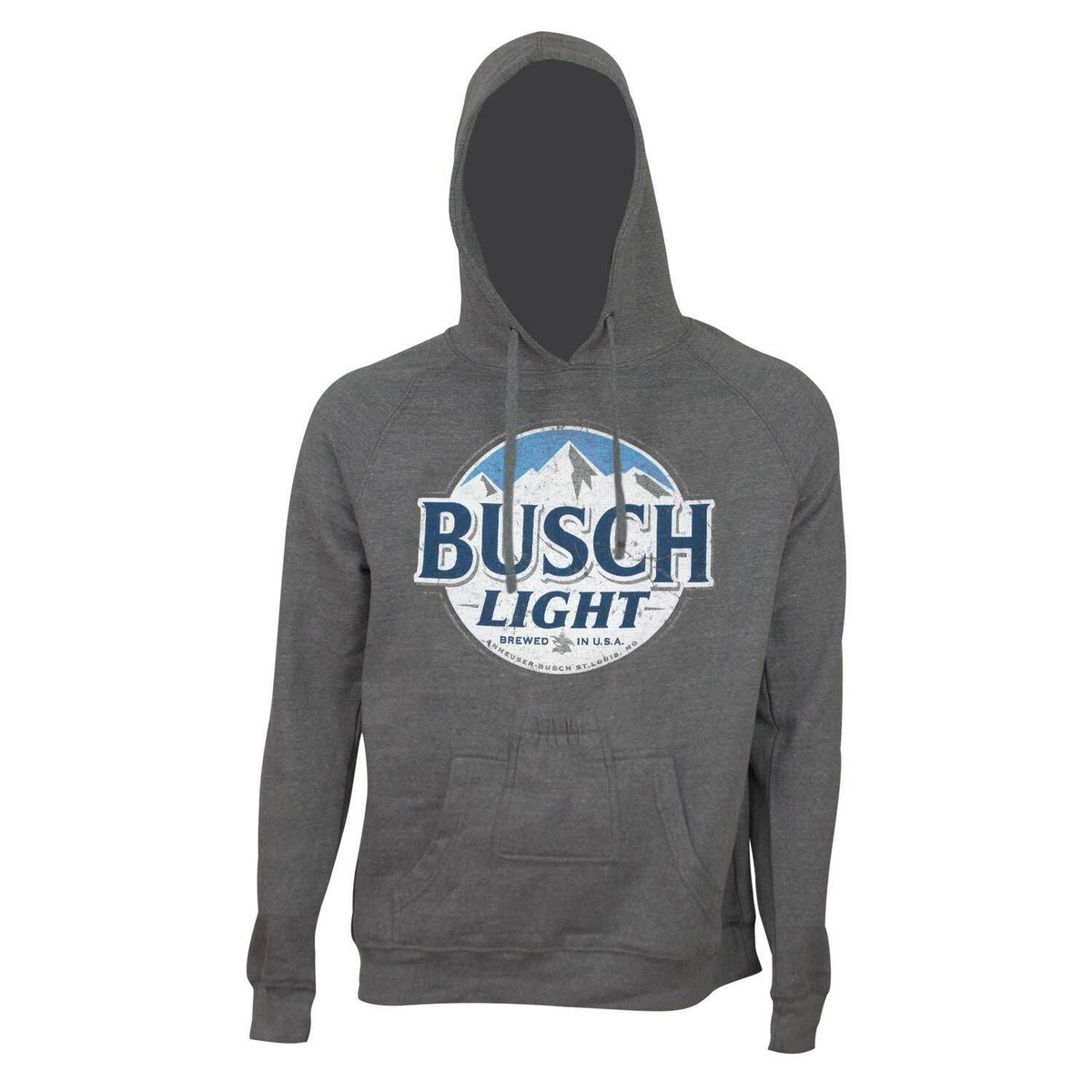 Busch Light Round Logo Beer Pouch Hoodie Grey