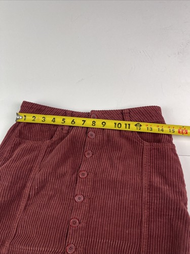 Pacsun Womens Size 26 Mini Skirt Solid Rust Red Corduroy Button Front - Picture 5 of 11