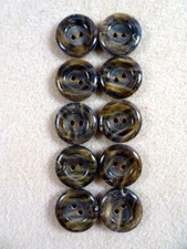 10 Acrylic 2-Hole Buttons Brown & Tan Swirl 3/4"