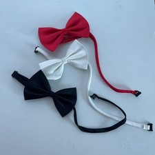 Set of 3 Mens Bow Ties Red White Black Adjustable Pre-Tied Formal Satin Bundle