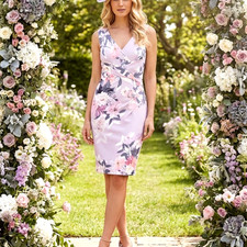 �75 LIPSY SZE 12 LILAC PASTEL FLORAL DRESS ASCOT WEDDING LADIES DAY HOLIDAY CLUB