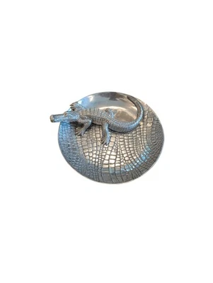Arthur Court Alligator Polished Aluminum 14”x 2" Round Chip and Dip NEW - Image 1 of 2