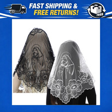 2 Pack Lace Catholic Mantilla Chapel Veil for Women - Virgin Child Design