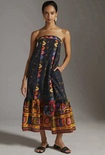 Anthropologie Farm Rio Embroidery Dress Strapless