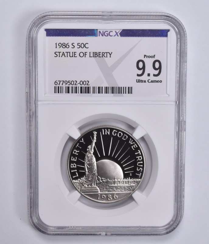 1986-S Statue of Liberty Commemorative Half Dollar Proof 9.9 UCam NGC NGCX *7612