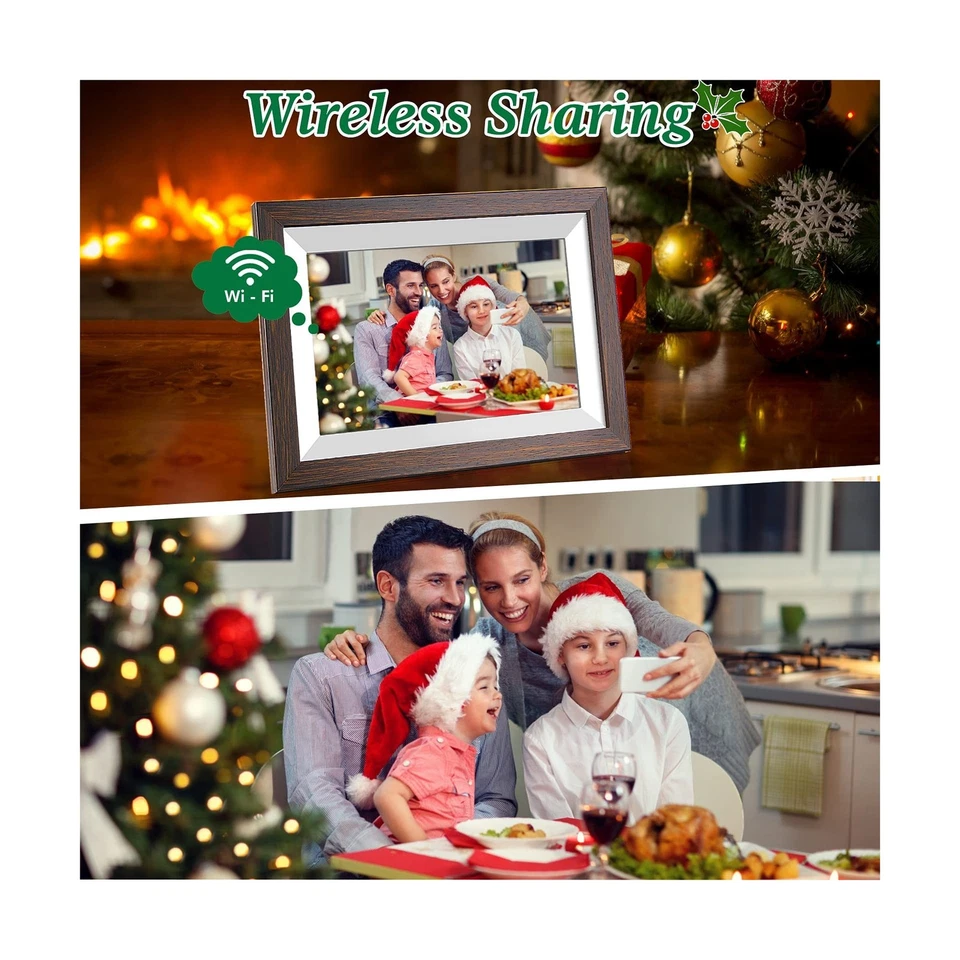 Weipan 10.1" Smart WiFi Digital Photo Frame - Brown Wood Frame - Image 2 of 4