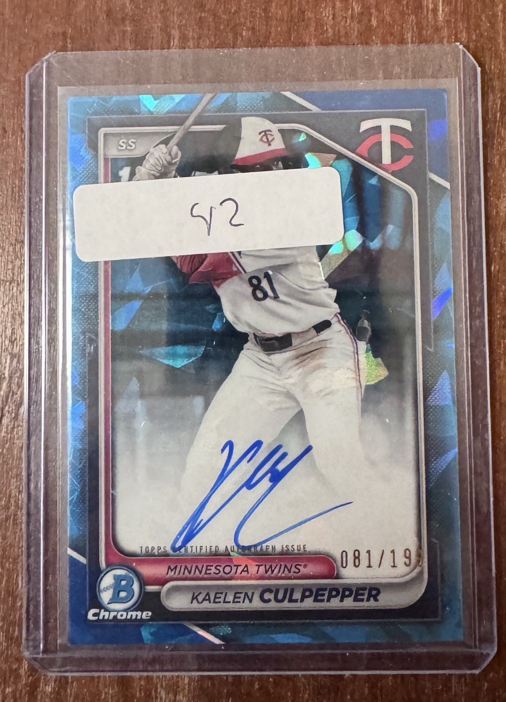 Topps 2024 Bowman Chrome Draft Sapphire Kaelen Culpepper Twins Auto CPA-KC /199