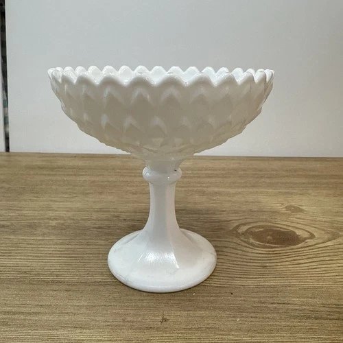 Vintage Westmoreland English Hobnail Milk Glass Compote Bowl,Pedestal Candy Dish