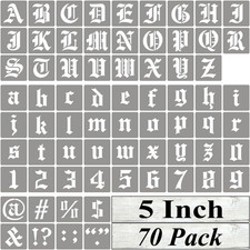5 Inch Alphabet Letter Stencils for Painting - 70 Pack Old English Letter Stenci