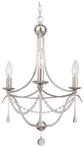 Crystorama Metro 15 1/2"W Antique Silver 3-Light Chandelier - Picture 1 of 6