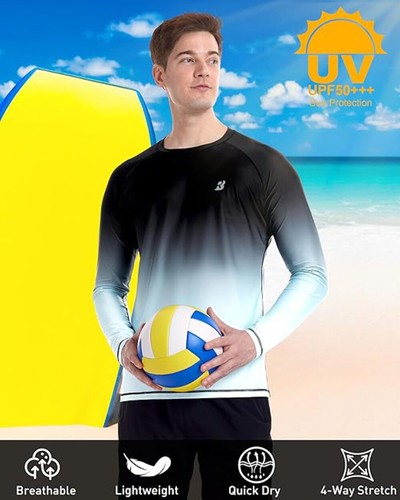 Roadbox Men's UPF 50+ Swim Rash Guard Vest, Long Sleeve UV Sun Protection SPF Sh - Picture 5 of 8