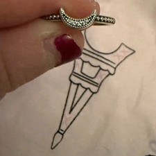 PANDORA 925 Sterling Silver Crescent Moon Band Ring Size 50 2mm Signed
