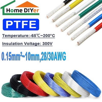 Any lengths 0.15mm²~10mm² PTFE Cable Silver Plated Copper Stranded Wire 28/30AWG