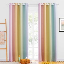 NICETOWN Colorful Rainbow Curtains for Kids Bedroom Playroom - 52"x84" Set of 2