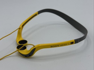 SONY SPORTS ヘッドホン MDR-W14 アメリカ購入 レア Sony MDR-W14 Headphones Lightweight Headband Yellow - Tested