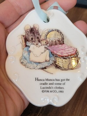 Vintage Beatrix Potter Schmid Hunca Munca Mouse Ornament Double Sided