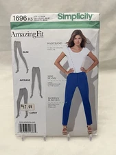 Simplicity 1696 Amazing Fit Front Fly Slim Fit Pants Sewing Pattern 8-16