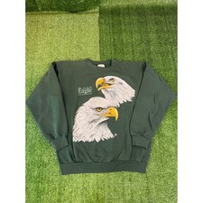 Vintage 1994 Bald Eagle Sweatshirt Mens XL Green Graphic Pullover Made in USA