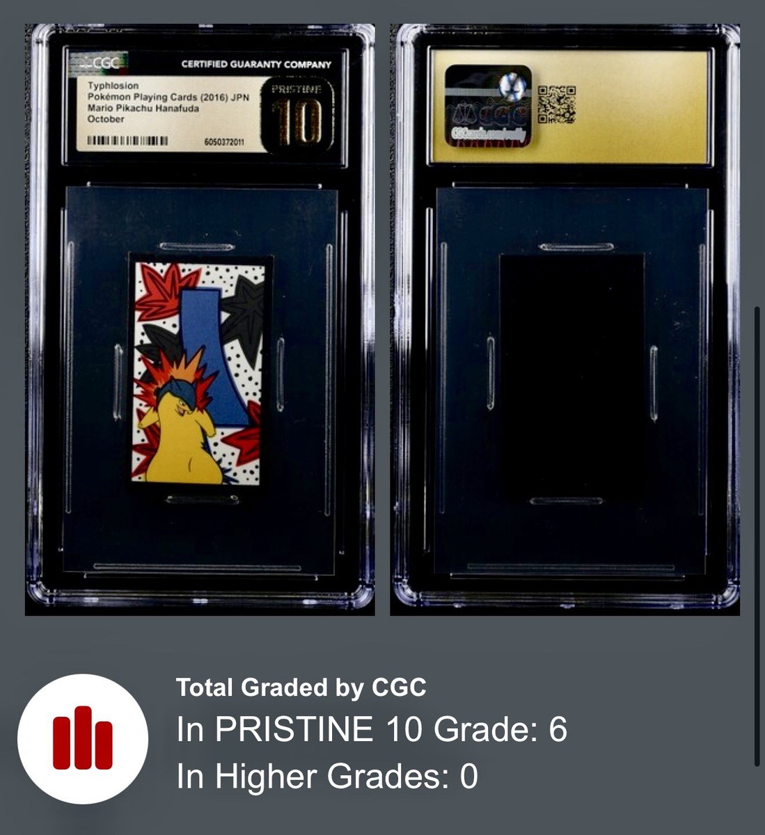 Pokémon 2018 Mario Pikachu Hanafuda Typhlosion CGC Pristine