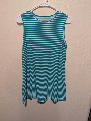 Coolibar Sun Protective Galene Swim Coverup Dress Size S Green/White UPF 50+ 