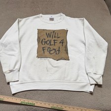 Vintage 1990s Delta Will Golf 4 Food Graphic Sweatshirt White Large Made in USA