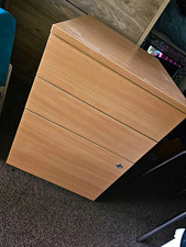Oak Effect 3 Drawer Lockable Filing Cabinet Pedestal Office Storage Unit