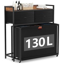 Laundry Sorter Laundry Hamper Basket with 3 Section for Laundry Room Black