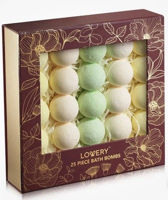 Lovery 25-Piece Bath Bomb Gift Set-Rose/Tea Tree/Lavender/Jasmine/Eucalyptus