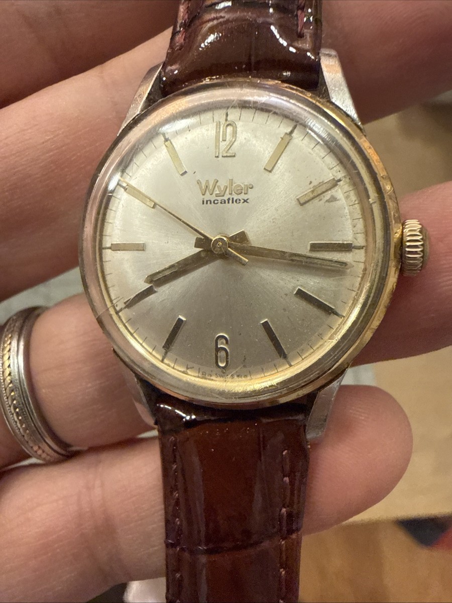 Wyler Incaflex Vintage Manual Wind Men's Watch two tone case works