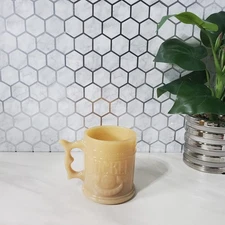 Vintage Whataburger Buffalo Nickel Embossed Butterscotch Glass 8 oz Coffee Mug