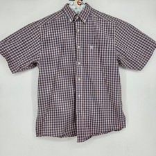 Ariat Pro Series Shirt Mens Small Button Down Short Sleeve Plaid Western