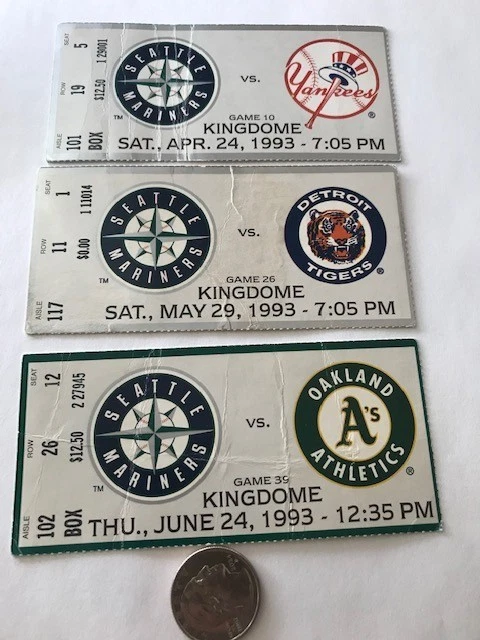 Three Season Tickets to Three 1993 Seattle Mariners Games - Image 1 of 1