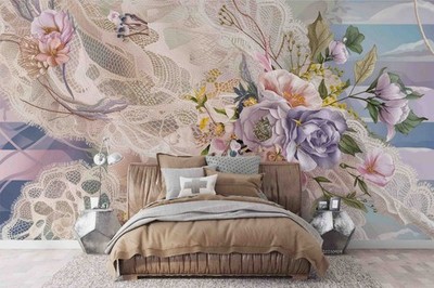 3D Lace Bouquet Close-up Wall Murals Wallpaper Murals Wall Sticker